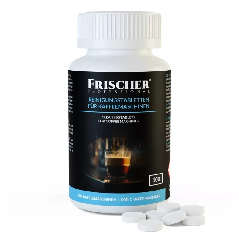 Valymo tabletės kavos aparatams FRISCHER 100 vnt. lizdinėje pakuotėje 1,3 g 16 mm skersmens