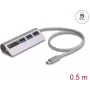 USB šakotuvas DELOCK 3 prievadų 5 Gbps su SD ir microSD kortelių skaitytuvu bei USB-C jungtimi