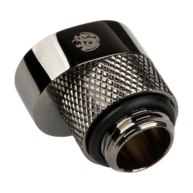 Adapteris BitsPower X-Cross G1/4 colio išorinis sriegis į G1/4 colio vidinį sriegį, 5 mm poslinkis, blizgi juoda