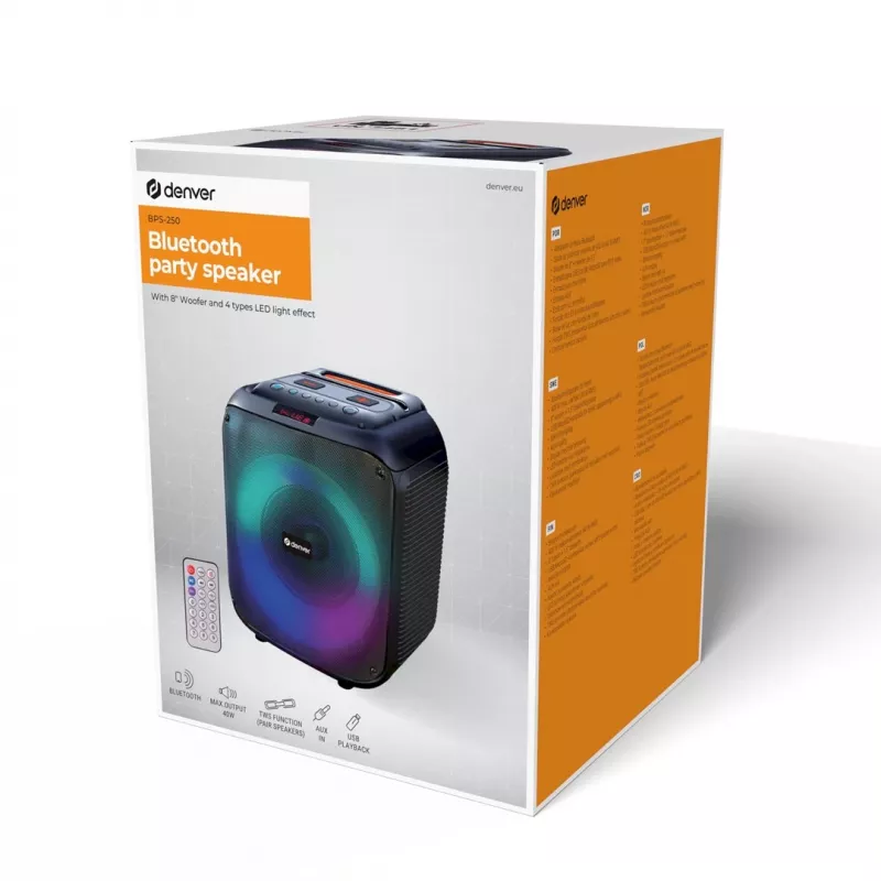 Stereo nešiojamasis garsiakalbis Denver BPS-250 Juoda