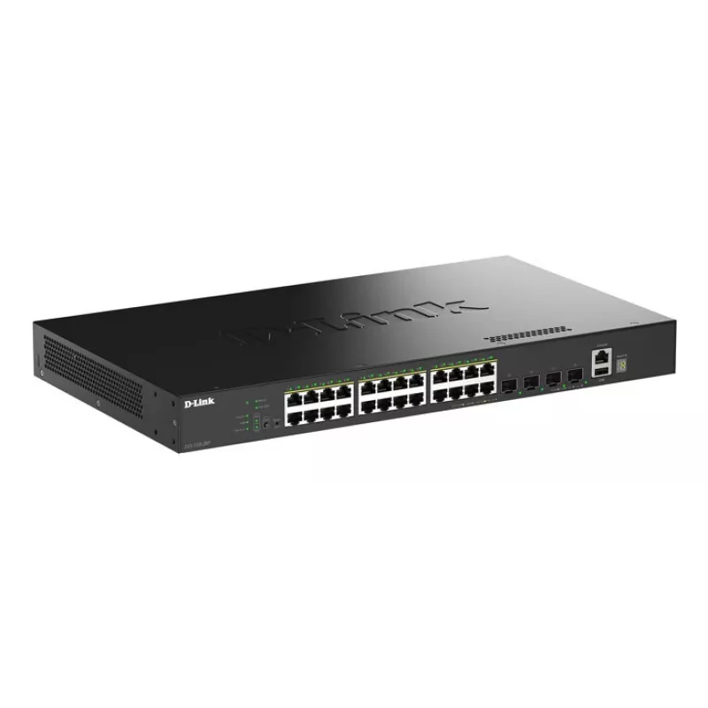 D-Link 28 prievadų „Gigabit“ sudedamas PoE+ išmanusis valdomas jungiklis su 4 x 10G SFP+ prievadais