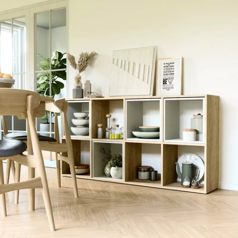 Knygų spinta Top e shop MALAX 2X4 SONOMA, Sonoma ąžuolas, 8 lentynos, 1470×300×750 mm