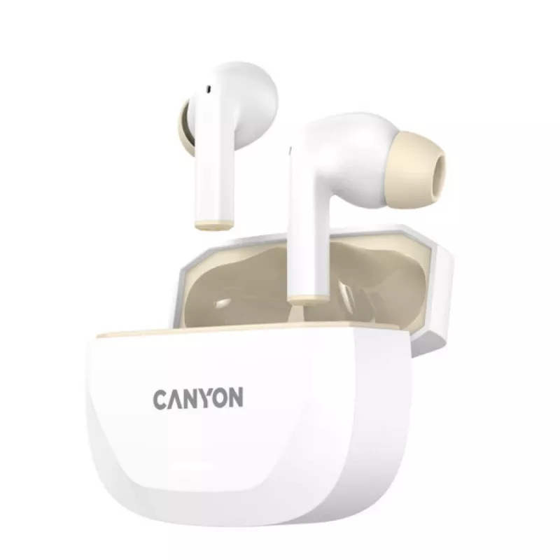 Ausinės CANYON HEXAGON 7 TWS ANC+ENC belaidis įkrovimas baltos smėlio spalvos