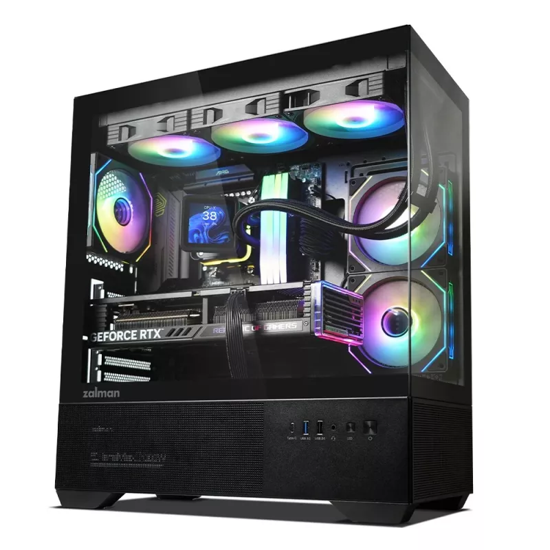 PC korpusas CHRONIX V2 Mid Tower ARGB ventiliatorius x3 juodas
