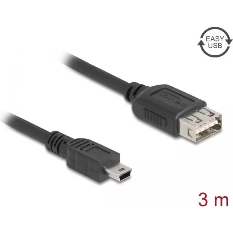 USB kabelis DeLOCK 81526 3 m Mini-USB B USB A juodas USB 2.0