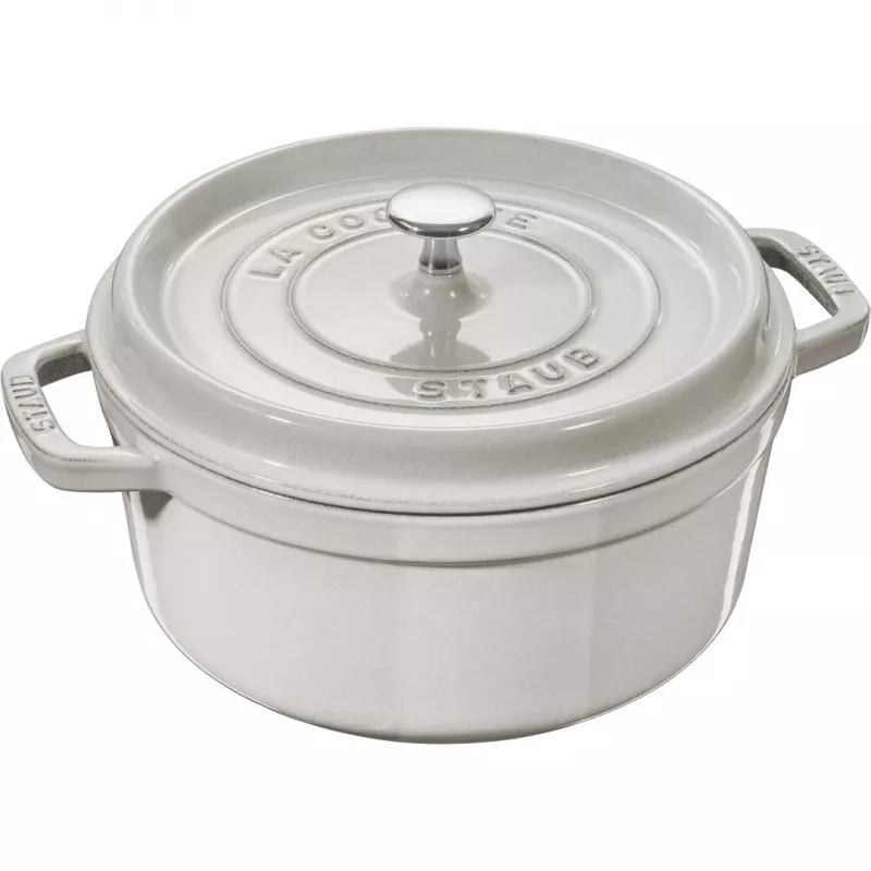 Apvalus ketaus puodas Staub La Cocotte 3,8 l trumų spalvos — emaliuotas, sandariai užsidarantis dangtis