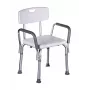 Dušo kėdė ActionMed KP300AM su atlošu ir porankiais, polipropilenas, reguliuojamas aukštis 43–56 cm, sėdynė 40×33 cm, maks. naudotojo svoris 110 kg