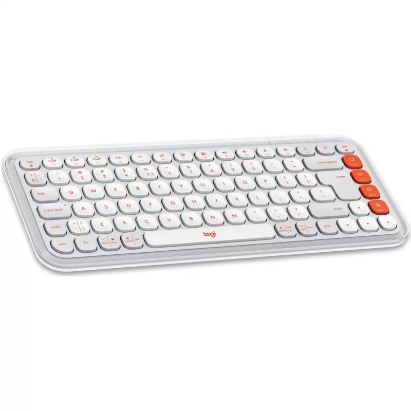 Logitech POP Icon Keys - Klaviatūra - Belaidė - Bluetooth LE - QWERTY - US International - Off White, oranžinė (920-013072)