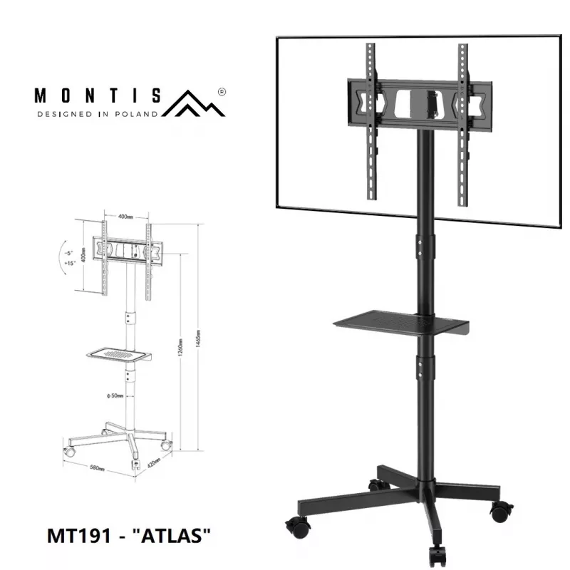 Mobilus televizoriaus stovas MONTIS MT191 ATLAS 26–60 colių ekranams, maks. apkrova 35 kg, VESA iki 400x400