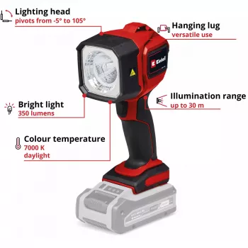 Power X-Change belaidis šviestuvas TC-CL 18/350 Li - Solo, 18 V, LED šviestuvas be akumuliatoriaus ir įkroviklio