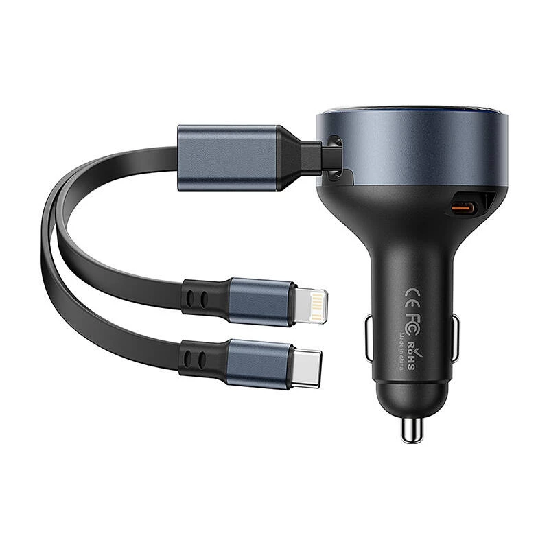 Automobilinis įkroviklis Vention FFOB0 30W su USB-C į Lightning laidu, 30 W galia iPhone įkrovimui
