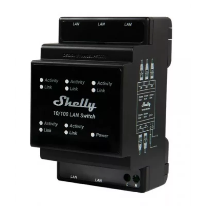 Išmanusis jungiklis Shelly LAN Switch juodas AC 110-240V 1W