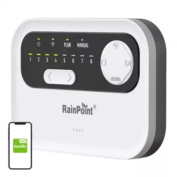 Laistymo valdiklis RainPoint HIC801W WiFi — 8 zonų drėkinimo laikmatis, Wi‑Fi ryšys