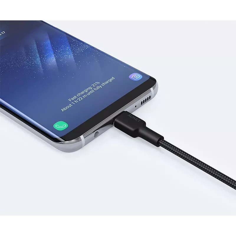 USB-C į USB-A laidas Aukey CB-CA2, nailonu pintas, greitasis įkrovimas 3 A, 1 m