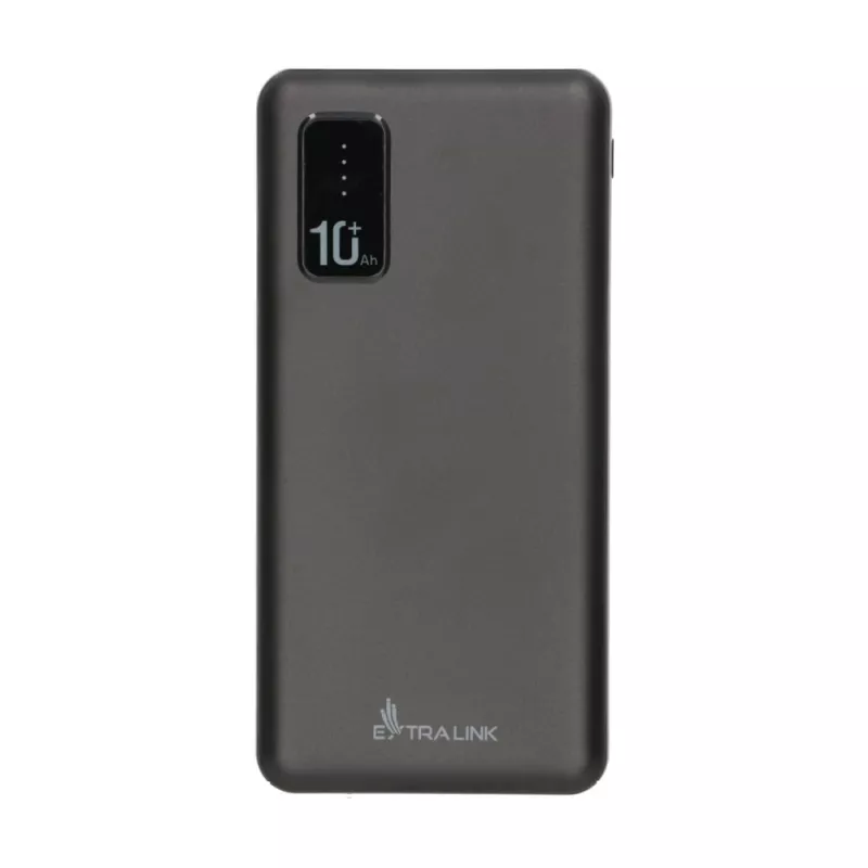Išorinė baterija Extralink EPB-098B 10000 mAh, LiPo, 2× USB-A + 1× USB-C, juoda