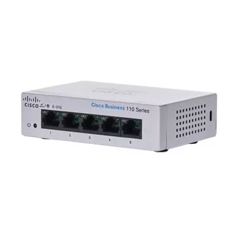 Nevaldomas L2 Gigabit Ethernet jungiklis Cisco CBS110 — 5x RJ-45 10/100/1000, 1U, 12V DC, 2048 MAC, 10 Gbit/s