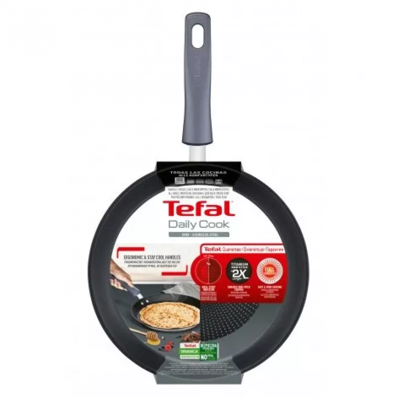 Crepe keptuvė Tefal Daily Cook G7313855, 25 cm, nelimpanti danga, nerūdijančio plieno pagrindas, bakelito rankena, Thermo-Signal