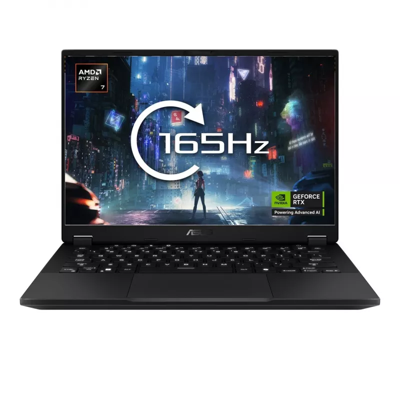 Nešiojamasis kompiuteris ASUS FA401UH-RG018 — 14 colių WQXGA IPS 165Hz, AMD Ryzen 7 260 (8c/16t, iki 5.1 GHz), RTX 5050 8GB, 16GB LPDDR5x, 512GB PCIe 4.0 SSD, 73Wh