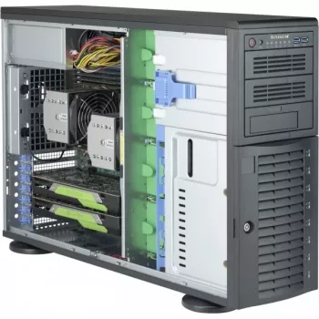 Super Micro Supermicro SC743 AC-1K26B-SQ - Bokštinis - 4U - išplėstinis ATX - SAS - karšto keitimo 1200 vatų - juoda - USB (CSE-743AC-1K26B-SQ)