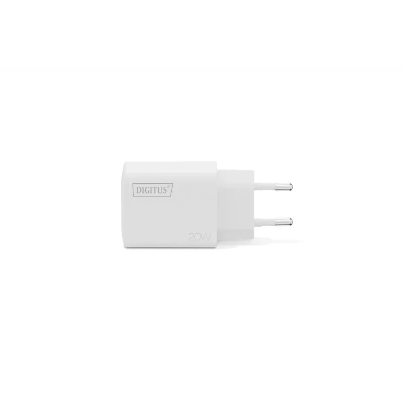 Kintamosios srovės USB įkroviklis DIGITUS 20 W, 1x USB-C, 1x USB-A, įvestis 100–240 V, baltas