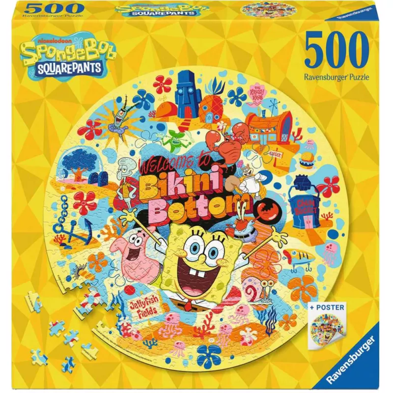 Apvali dėlionė - Kempiniukas Plačiakelnis (500 dalių)