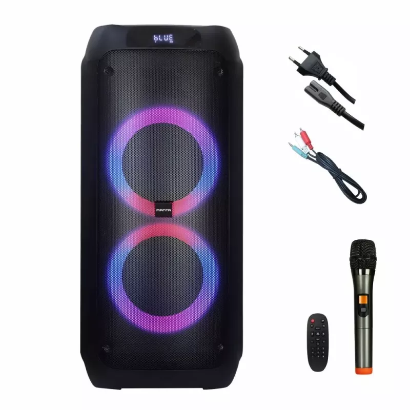 Nešiojama kolonėlė MANTA ATTIS SPK0802 120 W, Bluetooth, laidinis įvestis, įkraunama, FM, LED lemputės