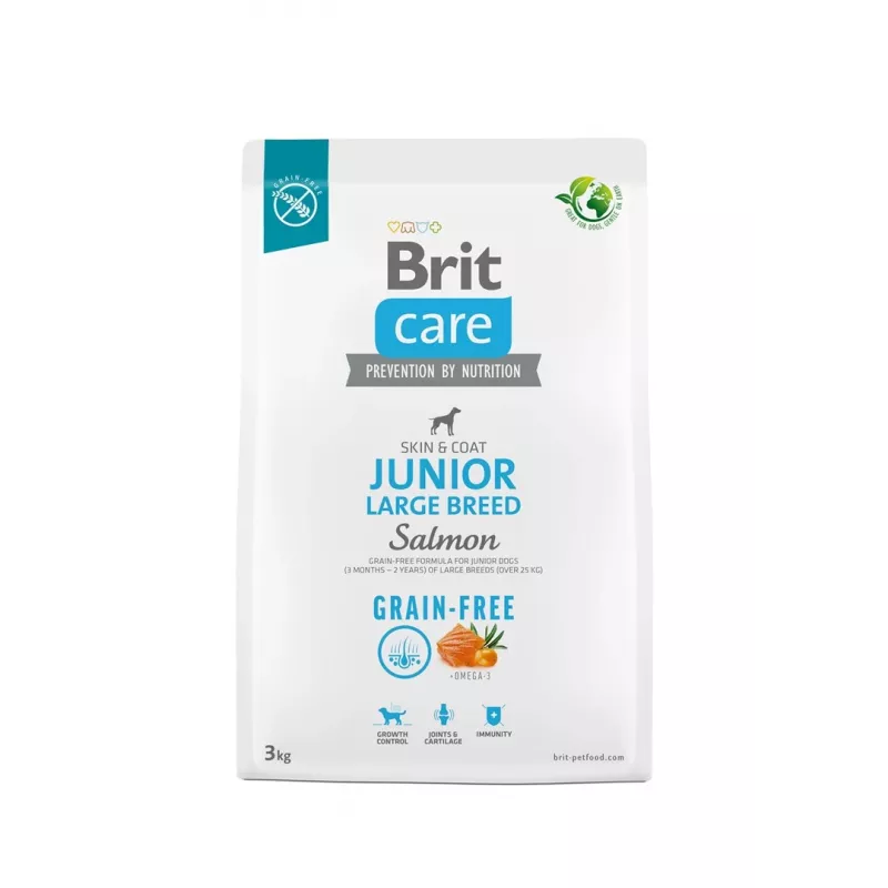 Sausas šunų maistas Brit Junior Large be grūdų Salmon jauniems didelių veislių šunims 3 mėn.–2 metai, 3 kg, 28% baltymų