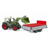 Žaislinis traktorius BRUDER Fendt Vario 211 su priekiniu krautuvu ir šonine priekaba
