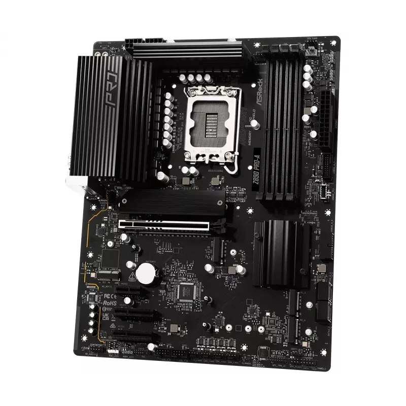 Motininė plokštė ASRock Z890 Pro-A ATX — Intel Z890 mikroschemų rinkinys, LGA 1851, DDR5, 4x DIMM, 256GB, 2.5Gb LAN, PCIe Gen5
