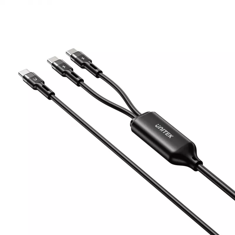 USB-C 2 viename laidas Unitek C14146ABK01 1,8 m, USB-C į USB-C, 100 W PD, juodas