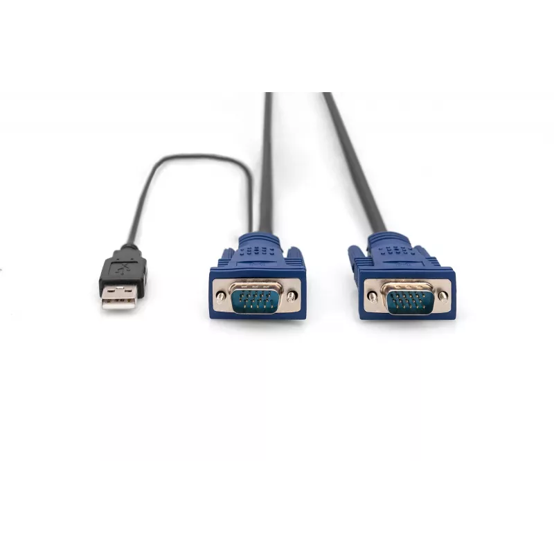 DIGITUS Octopus - Klaviatūros / Vaizdo / Pelės (KVM) laidas - HD-15 (M) - USB A tipo, 4 kontaktų, PS/2, 6 kontaktų (M) - 5,0 m - Juoda (DS-19233)