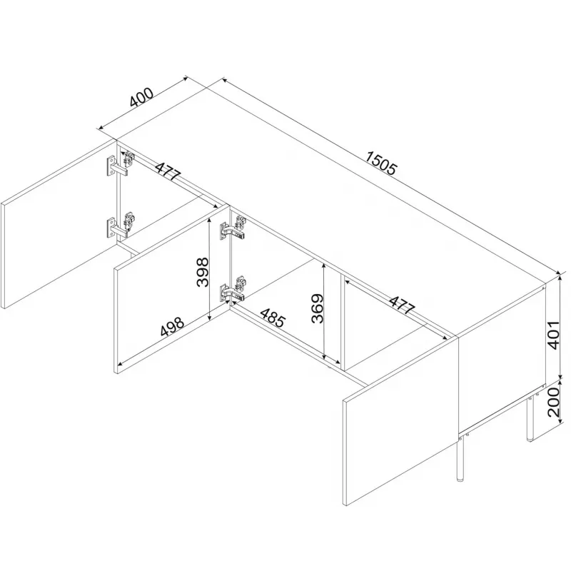 Cama RTV spintelė SIENA 150.5x40x60 kašmyro matinis