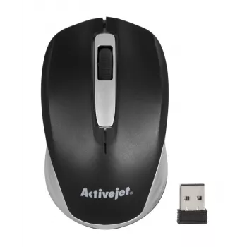 Belaidis pelės ActiveJet AMY-313, RF nano imtuvas, optinė 1200 DPI, abirankė, 3 mygtukai, AA baterija