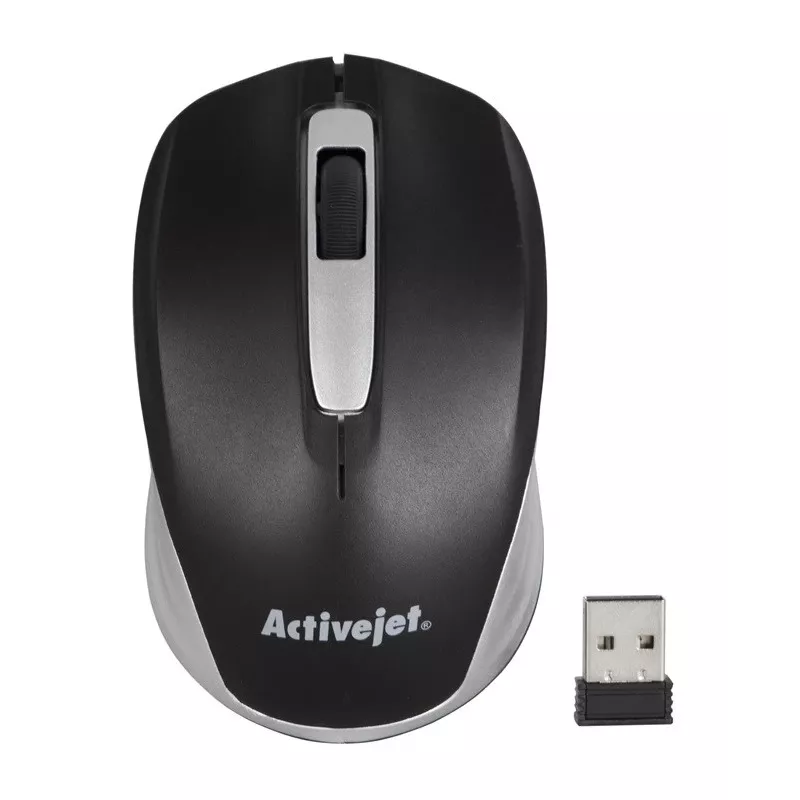 Belaidis pelės ActiveJet AMY-313, RF nano imtuvas, optinė 1200 DPI, abirankė, 3 mygtukai, AA baterija