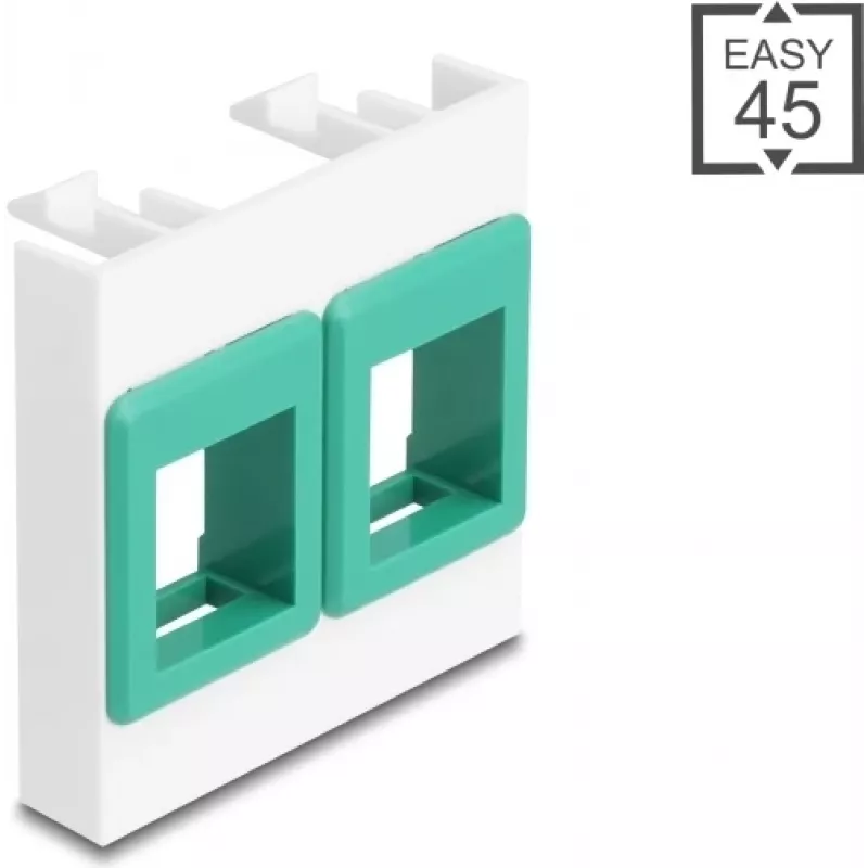 Sieninis 45x45 mm modulinis rėmelis DELOCK Easy 2x Keystone laikikliams, baltas/žalias