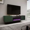 TV spintelė su elektriniu židiniu Cama Meble ONDA 180.5×40×58.0 cm, medžio drožlių plokštė, žalia, atskirai stovinti arba montuojama ant sienos