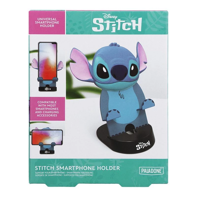 Išmaniojo telefono laikiklis Paladone PP13486LS Stitch dizainas — reguliuojamas stovas telefonams ir mažiems planšetiniams kompiuteriams