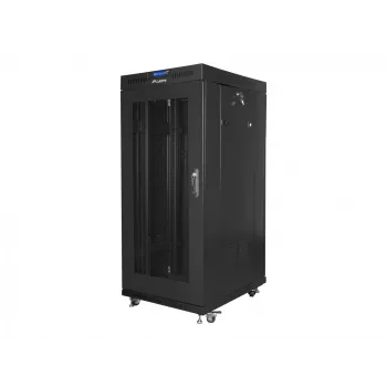 Installation cabinet rack 19 27U 600x800 Juoda, perforated door lcd (plokščias pack)