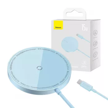 Belaidis įkroviklis Baseus Simple Mini3 15W USB-C, mėlynas — belaidis įkrovimo kilimėlis