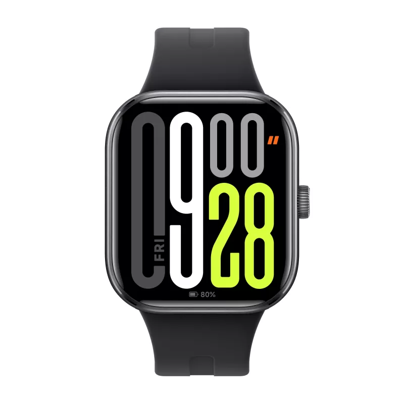 Išmanusis laikrodis „Xiaomi Watch 5“ stačiakampis, 2,07 colio AMOLED ekranas, juodas korpusas, juodas TPU dirželis, 47,5 mm, 5 ATM