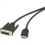 “Renkforce” HDMI / DVI adapterio kabelis HDMI-A kištukas, DVI-D 18+1 kontaktų kištukas 5,00 m juodas RF-4212219 auksuoti kištuko kontaktai, prisukamas HDMI laidas