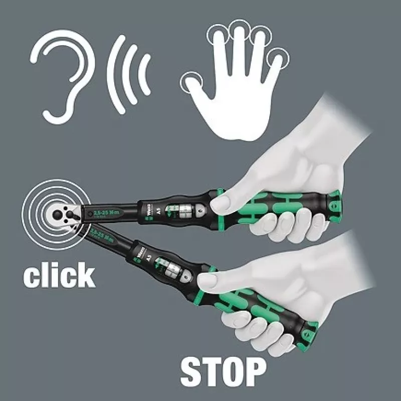 Wera Click-Torque C 3, 1/2 colio dinamometrinis veržliaraktis su reversiniu reketu, 40 Nm – 200 Nm