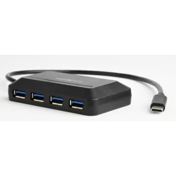 USB šakotuvas GEMBIRD ACT-HUB3C-4P — USB 3.2 Gen 1 Type-A priegloba prie 4 × USB 3.2 Gen 1 Type-C, 5000 Mbit/s, juodas