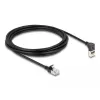 Tinklo kabelis DeLOCK RJ45 Cat.6A S/FTP plonas 90° 3 m juodas