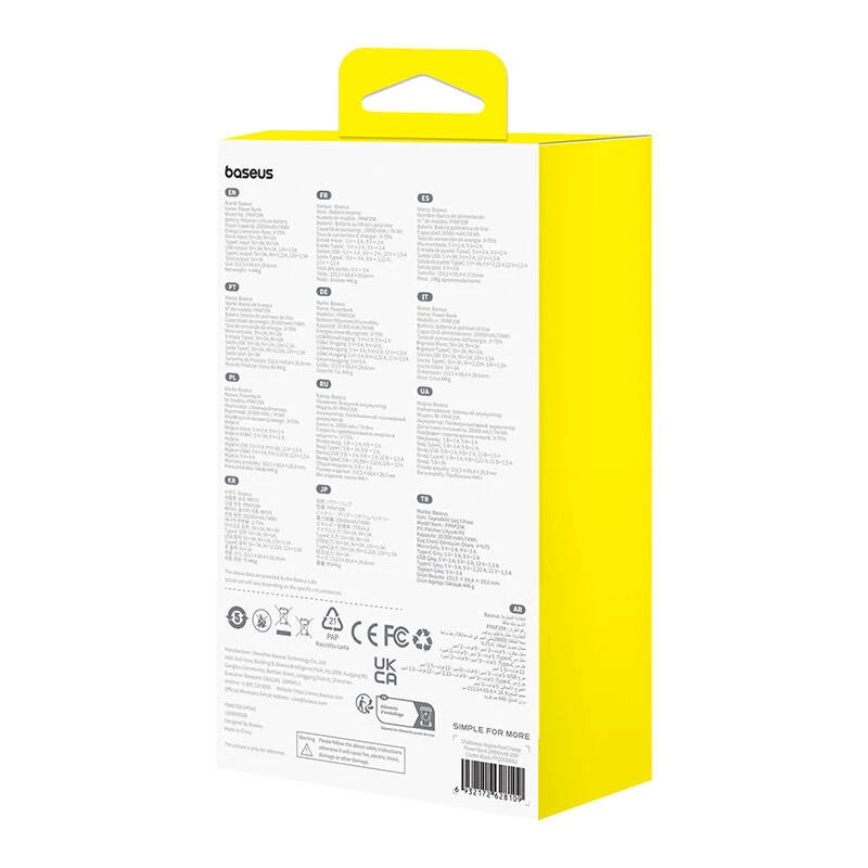Baseus Airpow ličio polimero maitinimo bankas 20000 mAh 20 W juodas