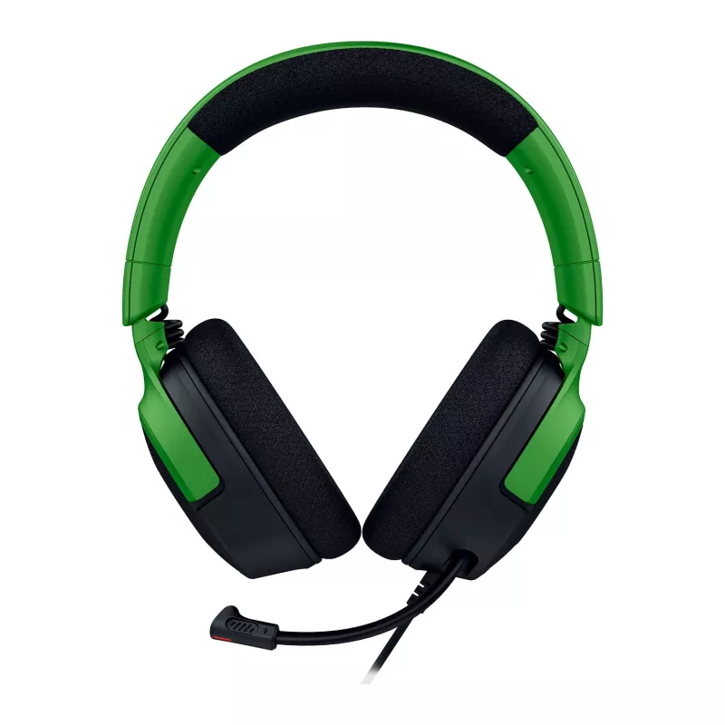Laidinės žaidimų ausinės Razer Kraken V4 X — antausinės, 20–20000 Hz, 1,8 m laidas, 310 g, juoda/žalia