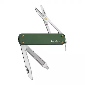 Daugiafunkcis peilis Nextool NE0143 — kompaktiškas sulankstomas daugiafunkcis įrankis su replėmis, peiliukais, atsuktuvu, žalias, nerūdijantis plienas, 64,5×152 mm, 29 g
