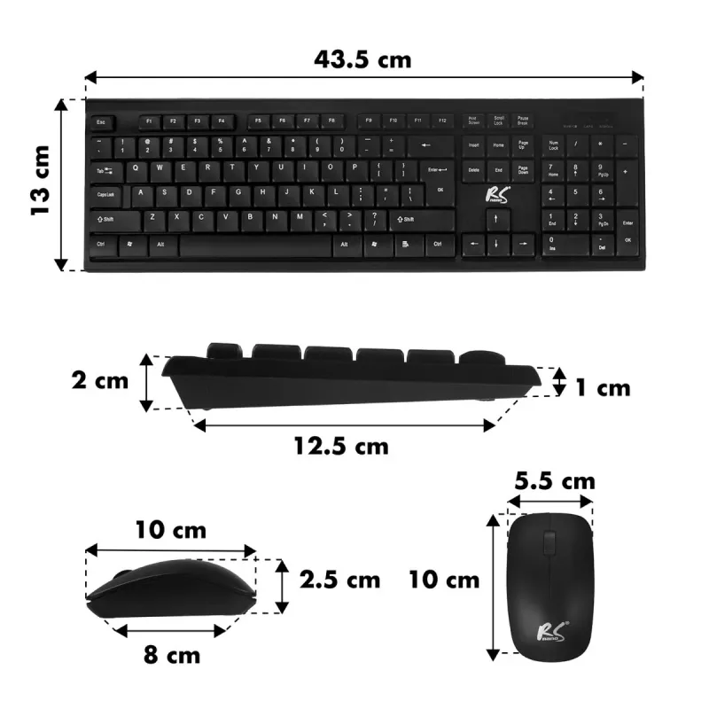Belaidis klaviatūros ir pelės rinkinys NanoRS RS580 su ergonomišku dizainu sklandžiam ir efektyviam darbui