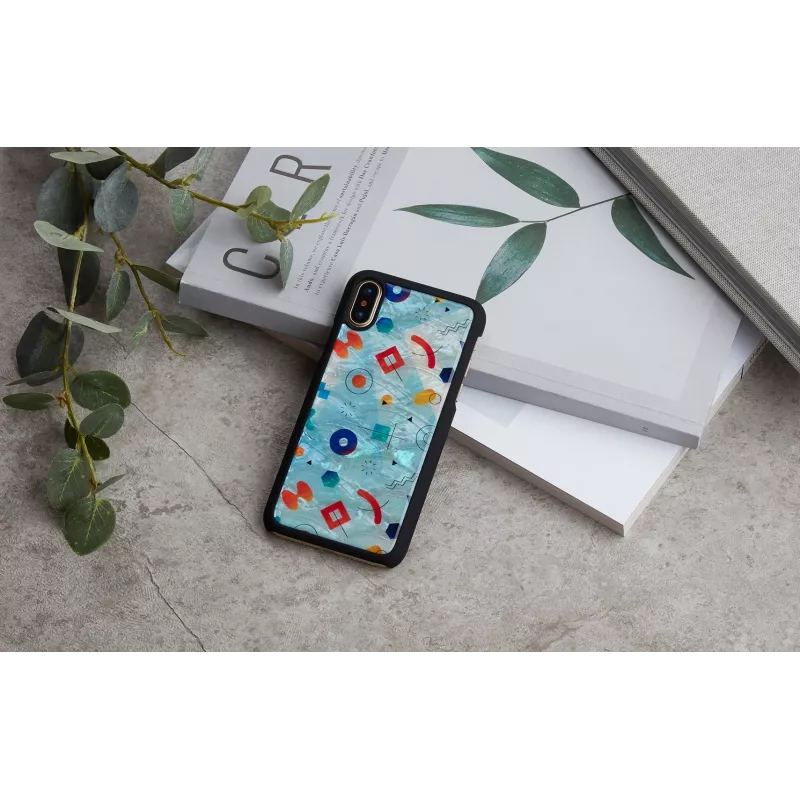 iKins išmaniojo telefono dėklas, skirtas iPhone XS / XS Max, juodo akmens dizaino, apsauginė galinė dangtelis
