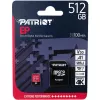 „MicroSDXC“ atminties kortelė PATRIOT 512 GB UHS‑I U3 V30 Class 10, skaitymo greitis iki 90 MB/s, komplekte adapteris